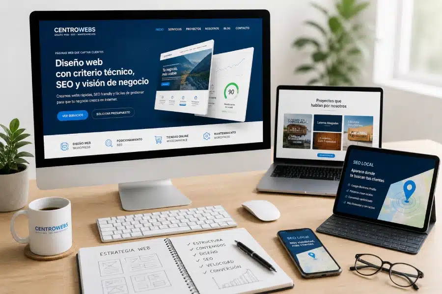 Diseño web WordPress, SEO local y mantenimiento web de CentroWebs